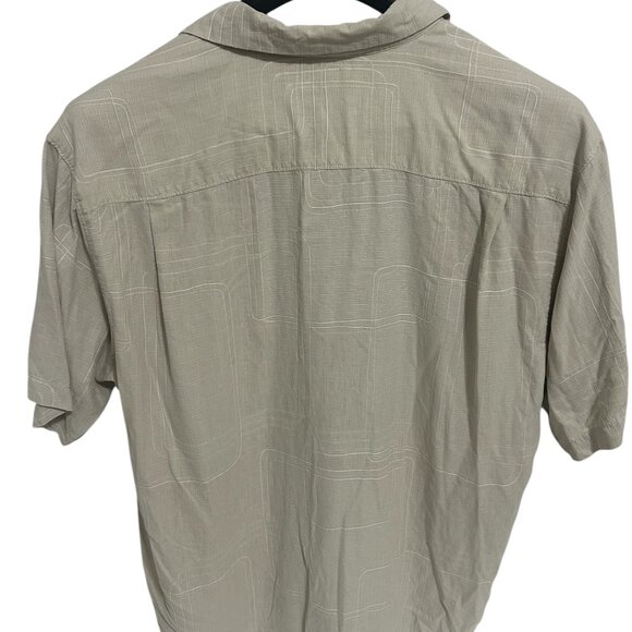 Tommy Bahama Adult Large Tan Button Up 100% Silk Shirt - Picture 7 of 7